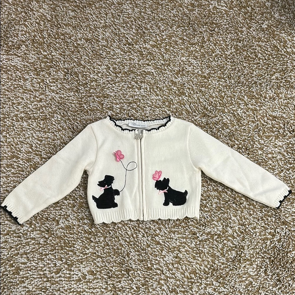 Bonnie Jean Cream Sweater with Black and Pink Accents
